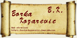 Borka Kozarević vizit kartica